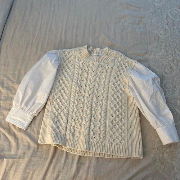 Something Navy
Women's White Poplin Sleeve Wool-blend Sweater - Picture 7 of 11